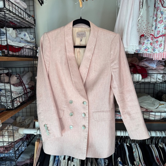 Rebecca Taylor Tailored Pink linen pantsuit wide leg size 8 - Picture 2 of 12